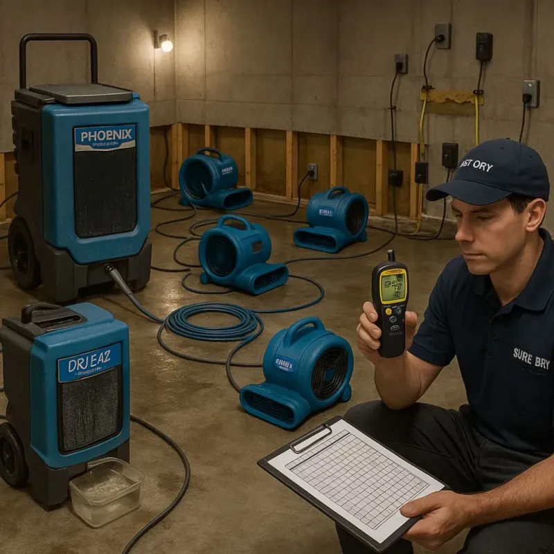 Structural Drying and Dehumidification process in Henderson, TX